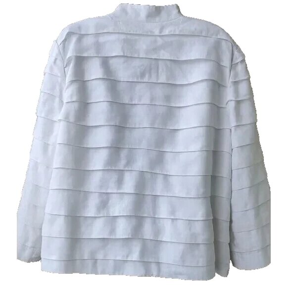 Sandra & Andre 100% Linen Textured Layered White Cardigan Jacket Size L - Picture 2 of 6